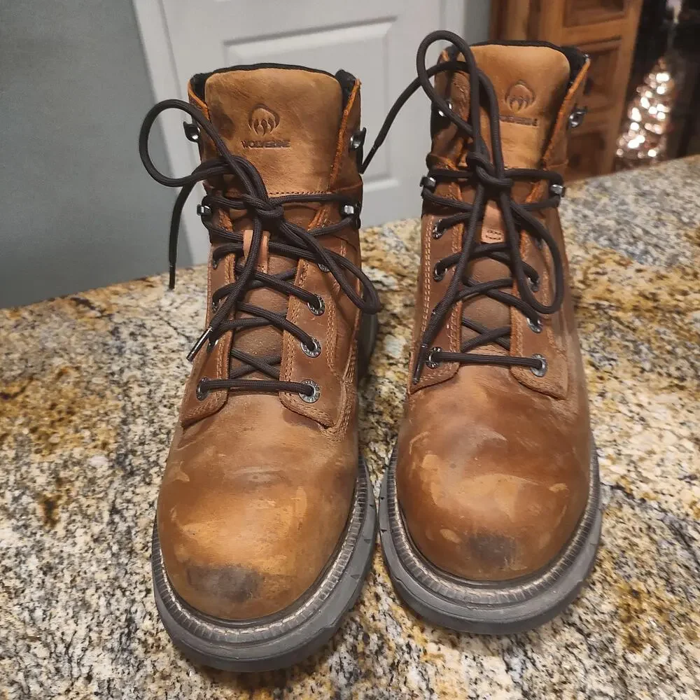 Wolverine Brown Leather Work Boots Size 10M Stock No. W241023 - Picture 11 of 14